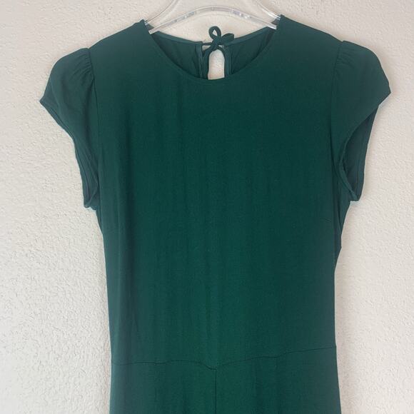 Reformation Mayer Jumpsuit Womens 6 Green Wide Leg Crop Open Back Crepe - Picture 4 of 13